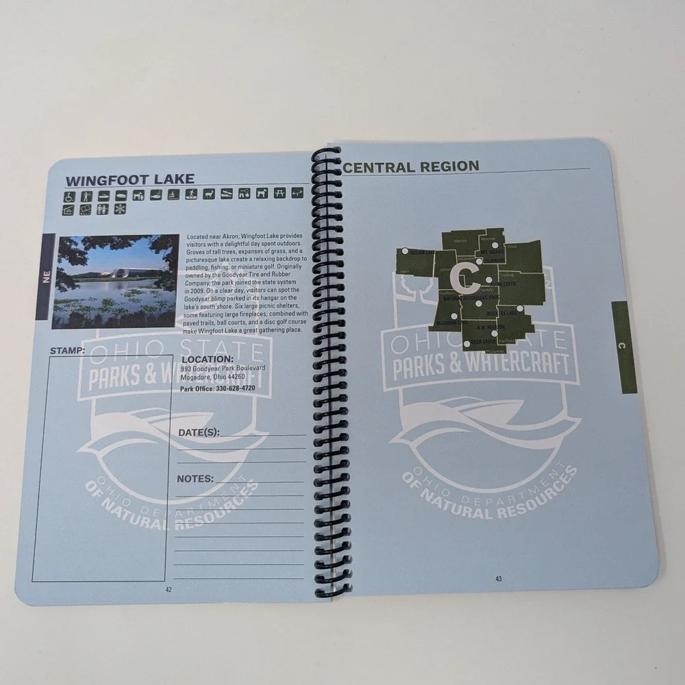 Ohio State‎ Parks Park Passport Guide 2023 Journal Spiral Bound ODNR Stickers